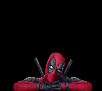 Deadpool's Playful Pondering in Red and Black