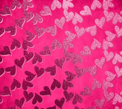 Glittering Hearts on a Pink Canvas