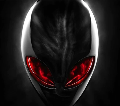 Menacing Alien with Glowing Red Eyes