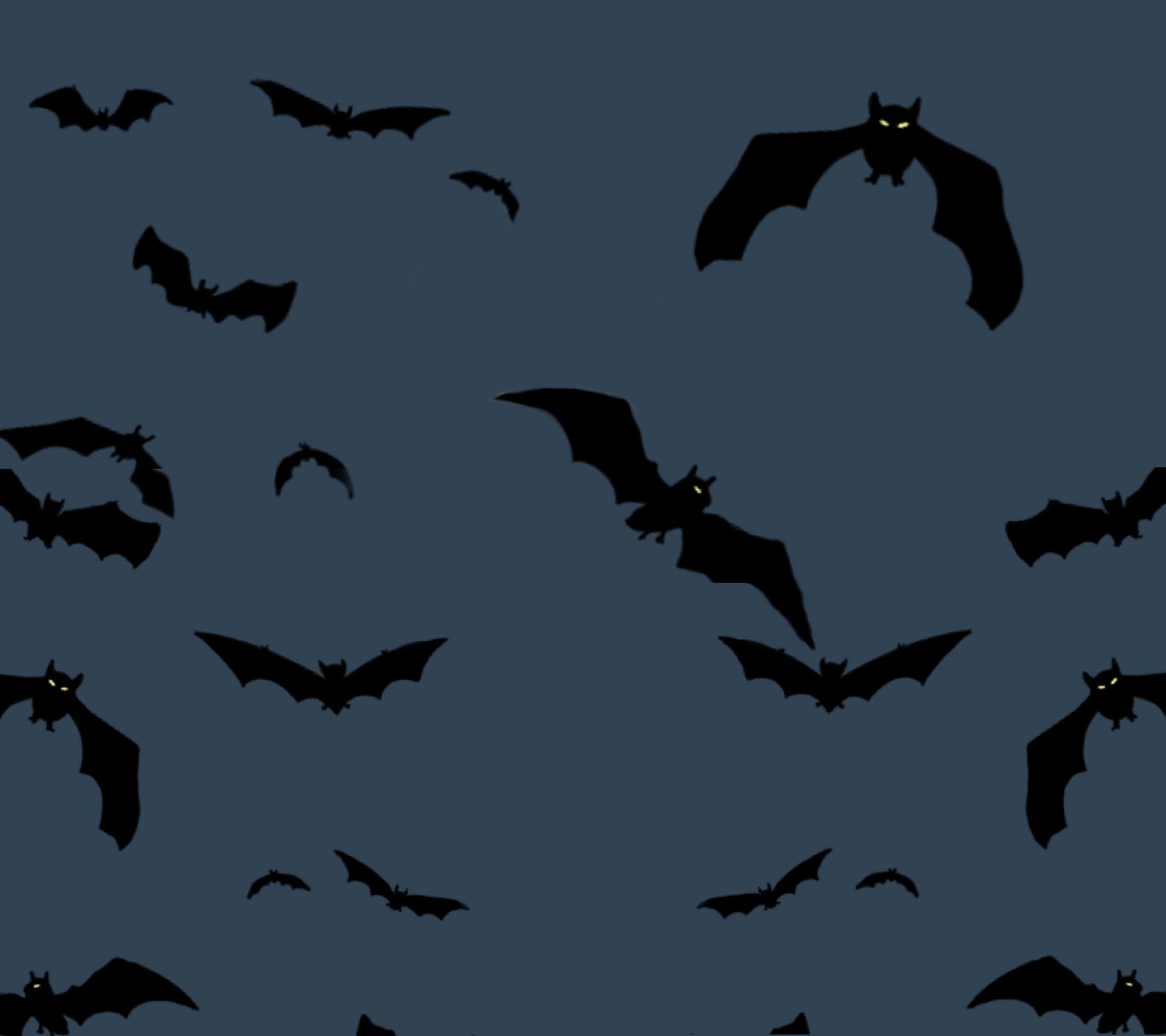 There are many bats flying in the sky together (blue, halloween, holliday)