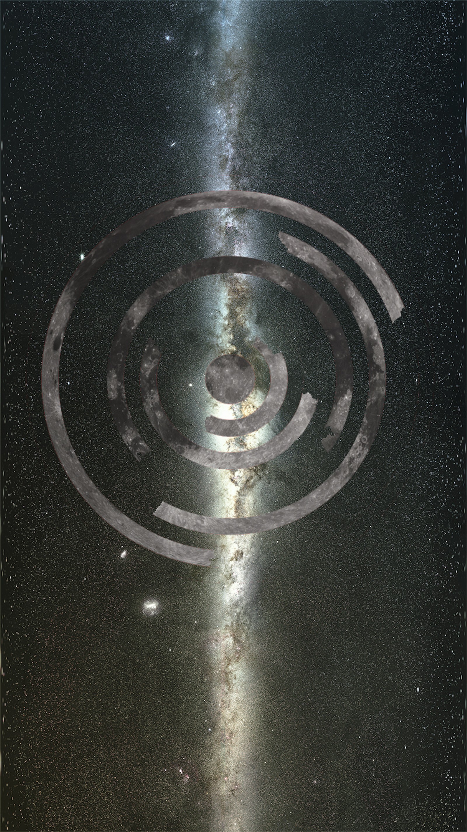 Imagem aérea de uma espiral com uma estrela no meio (abstrato, fundo, design, galáxia, hipster)