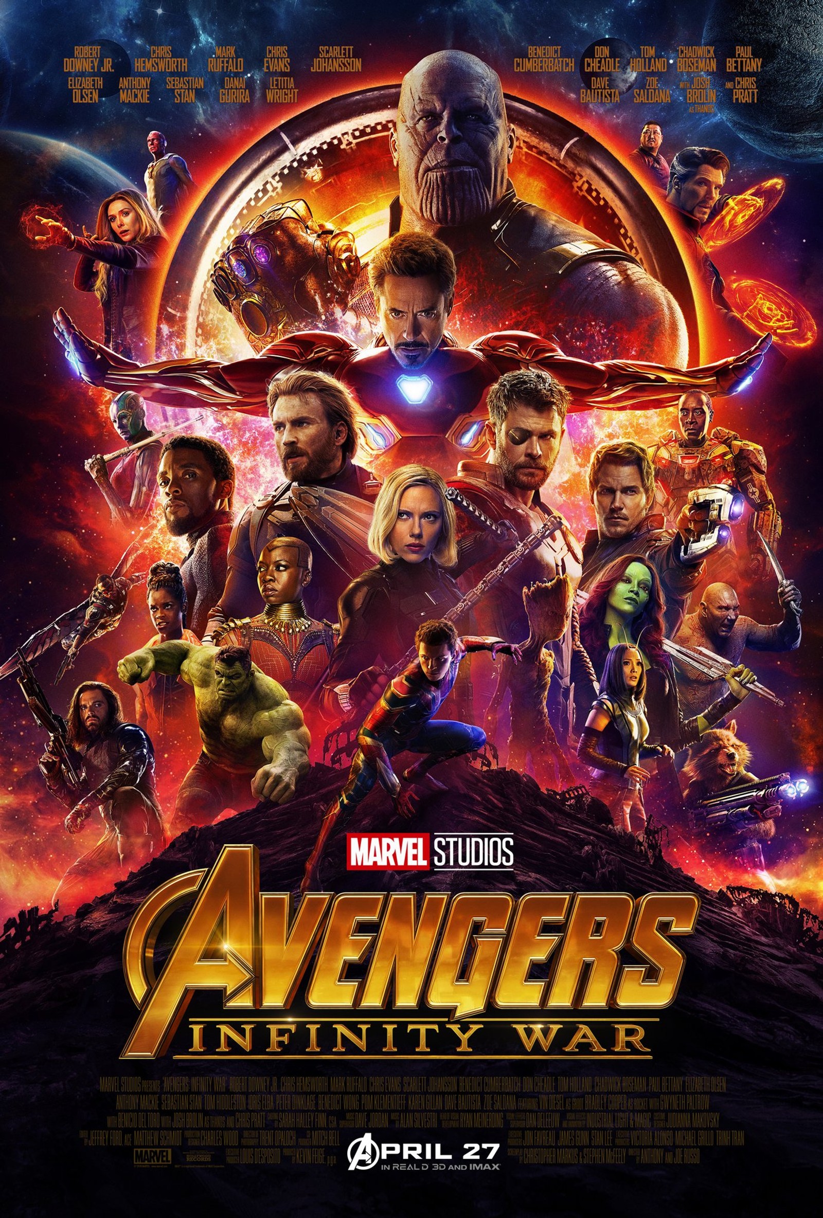 Affiche du film avengers: infinity war (avengers, captain america, hulk, infini, ironman)