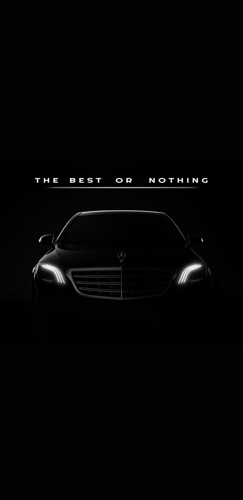 Um carro preto com as palavras "o melhor ou nada" (2018, benz, carro, luxo, mercedes)