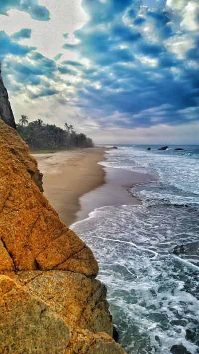 Paysage de plage serein à Los Cocos, Parc Tayrona, Santa Marta