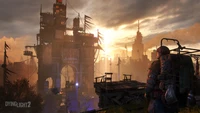 Exploration d'un paysage urbain post-apocalyptique au coucher du soleil dans Dying Light 2