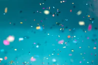 Electric Blue Space with Colorful Confetti