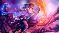 Korra Masterfully Balancing Water and Firebending Powers