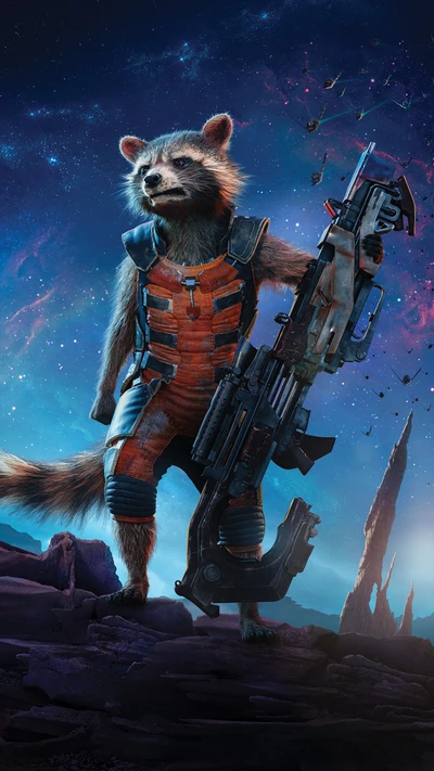 Rocket Raccoon in Space: Dynamic Marvel Comics Artwork