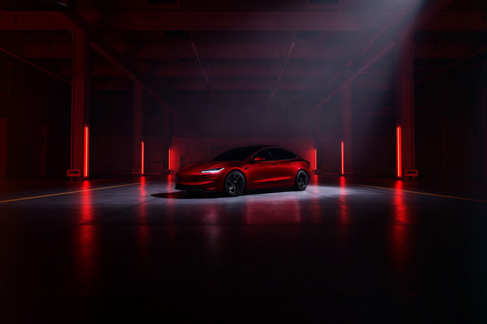 tesla model 3, performance car, red aesthetic, red cars, dark red wallpaper