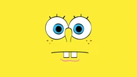 Minimalist SpongeBob SquarePants on a Bright Yellow Background