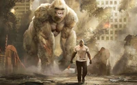 Epic Adventure: A Film Director's Vision Featuring a Giant Gorilla Amidst Urban Ruins