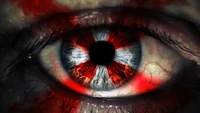 Intense Eye with Raccoon City Symbol Reflecting Horror