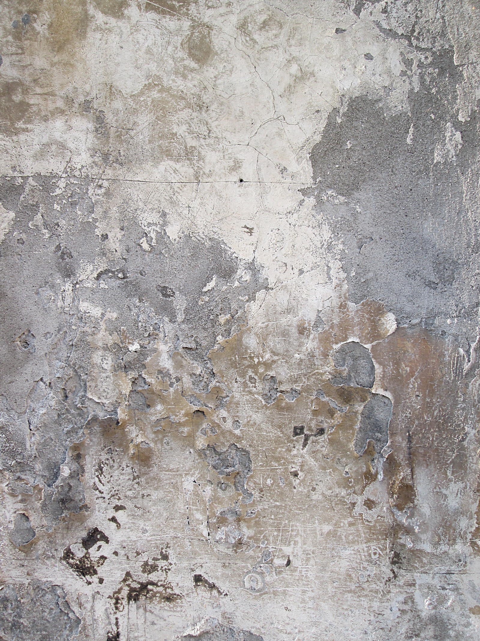 Arafed wall with peeling paint and a fire hydrant in the corner (concrete, wall, cement, floor, texture)