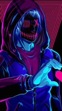 Neon Figure with Electric Blue and Magenta Visual Effects