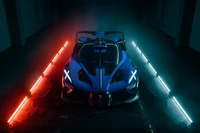 Deslumbrante Bugatti Bolide em um cenário neon dramático