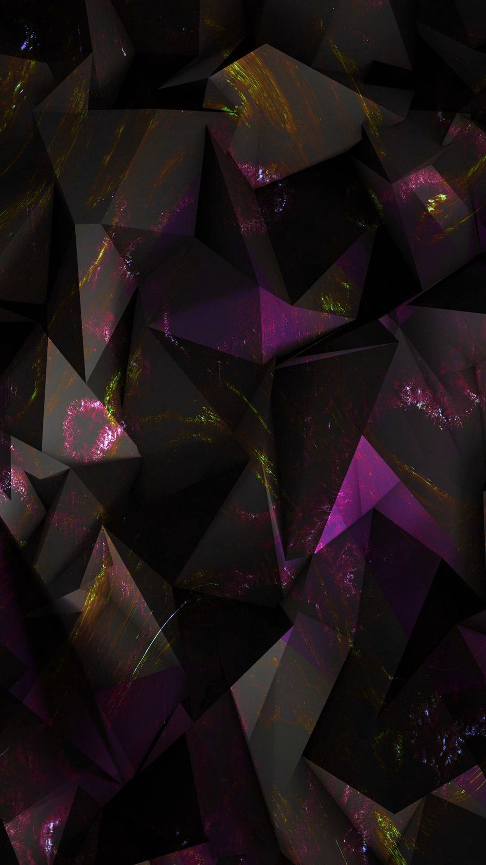 A close up of a bunch of purple and black triangles (abstract, black, dark, galaxy, geometric)