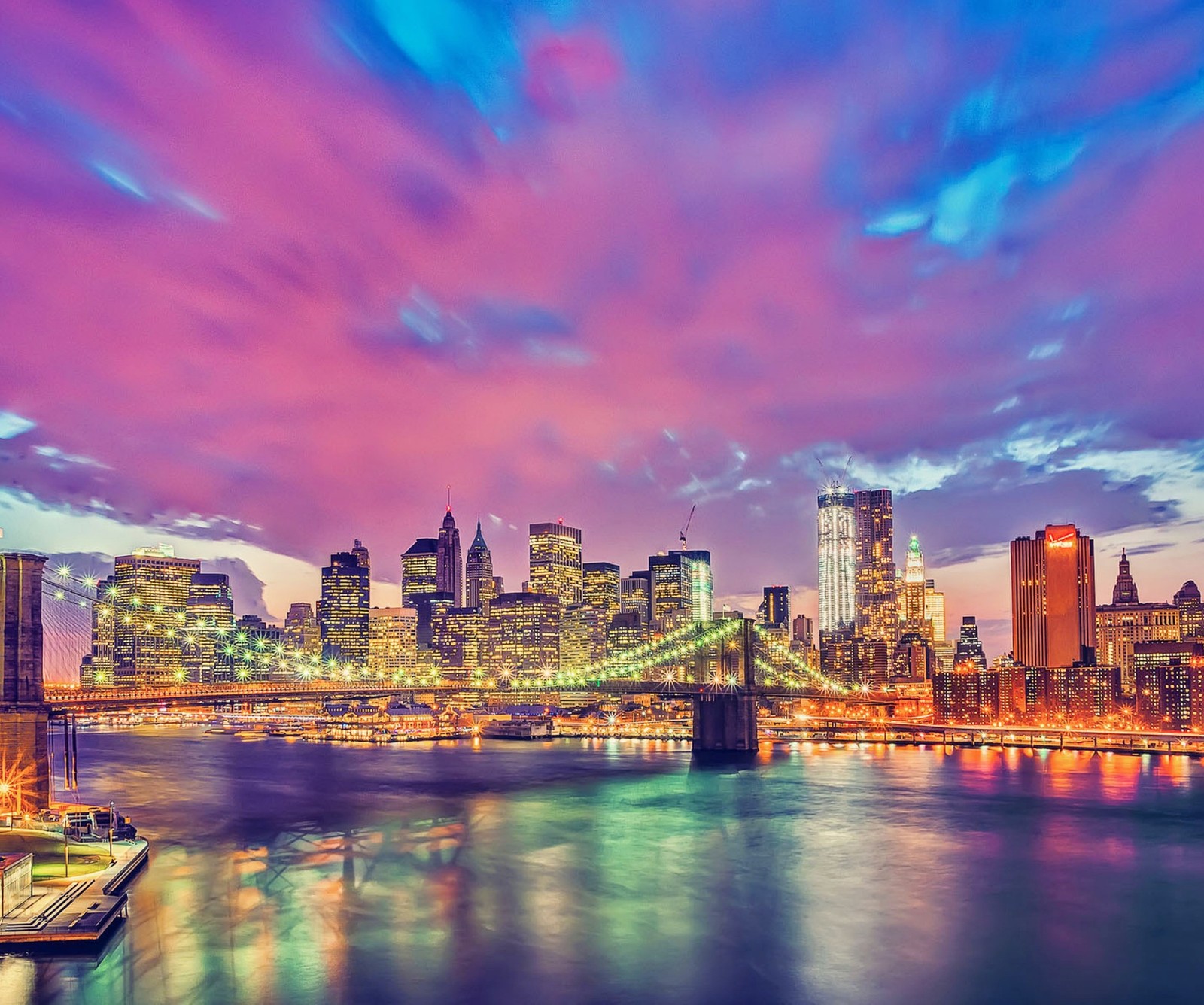 brooklyn bridge, light, manhattan, new york, united states wallpaper