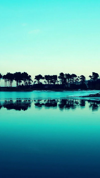 bleu, île, paysage, océan