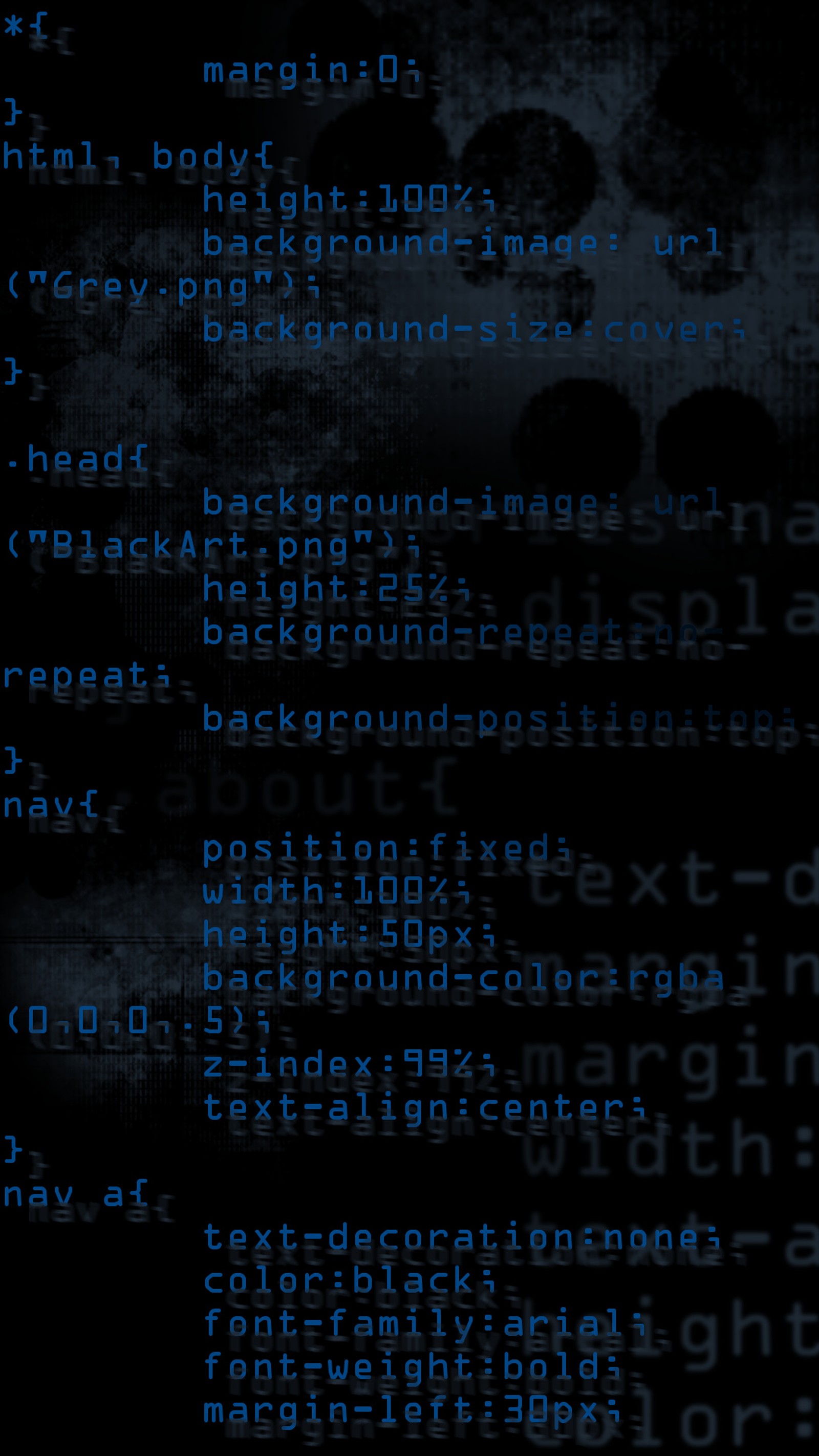 Скачать обои чёрный, синий, код, css