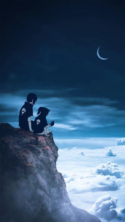 anime, itachi, moon, naruto, nature