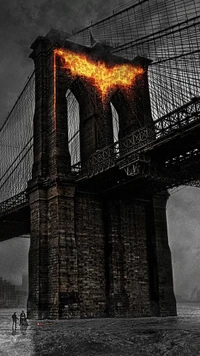 Flaming Bat-Signal Illuminates the Bridge