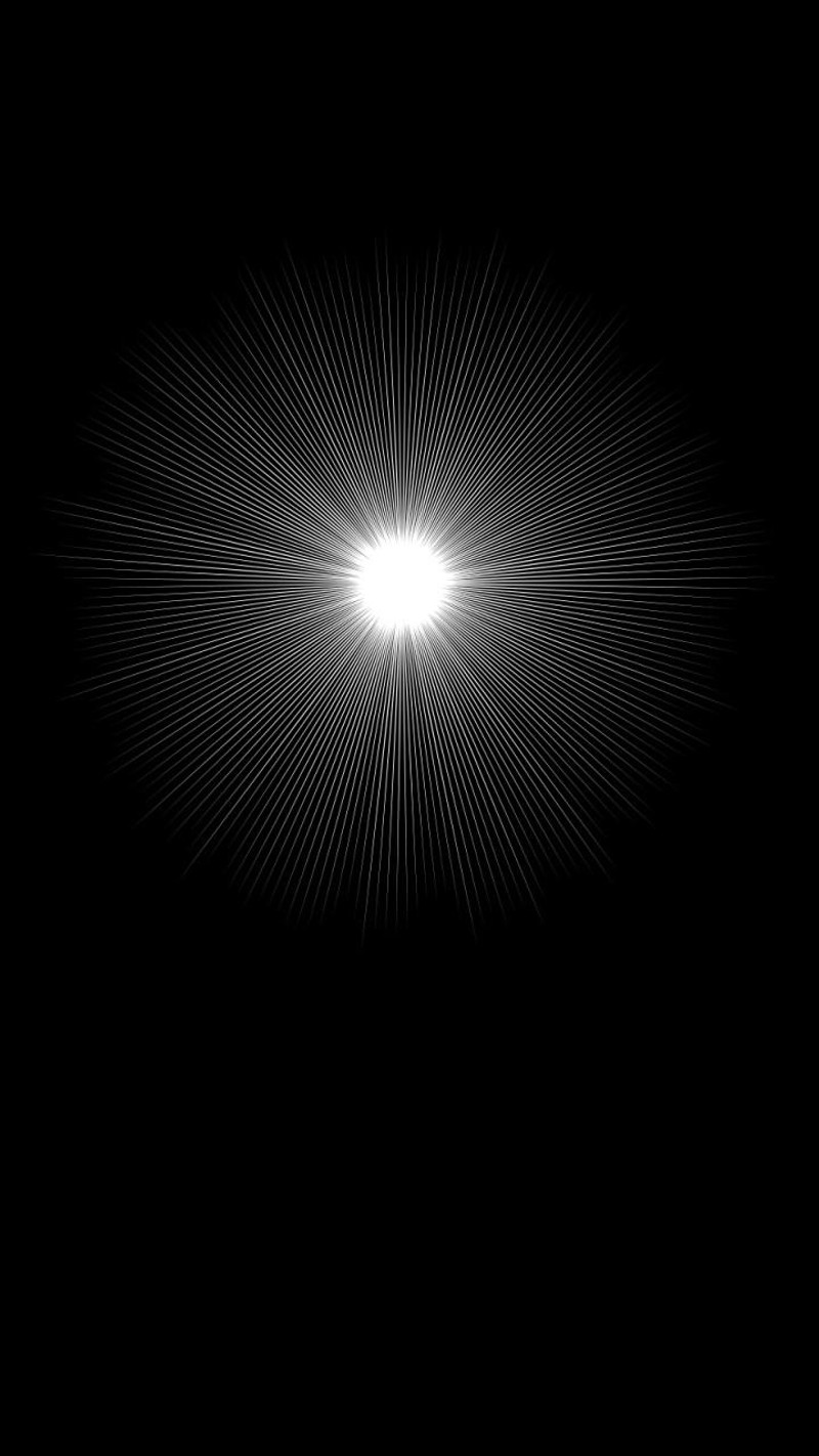 Una foto en blanco y negro de un resplandor de sol sobre un fondo negro (720x1280, negro, ligero, fuente, fondo de pantalla)