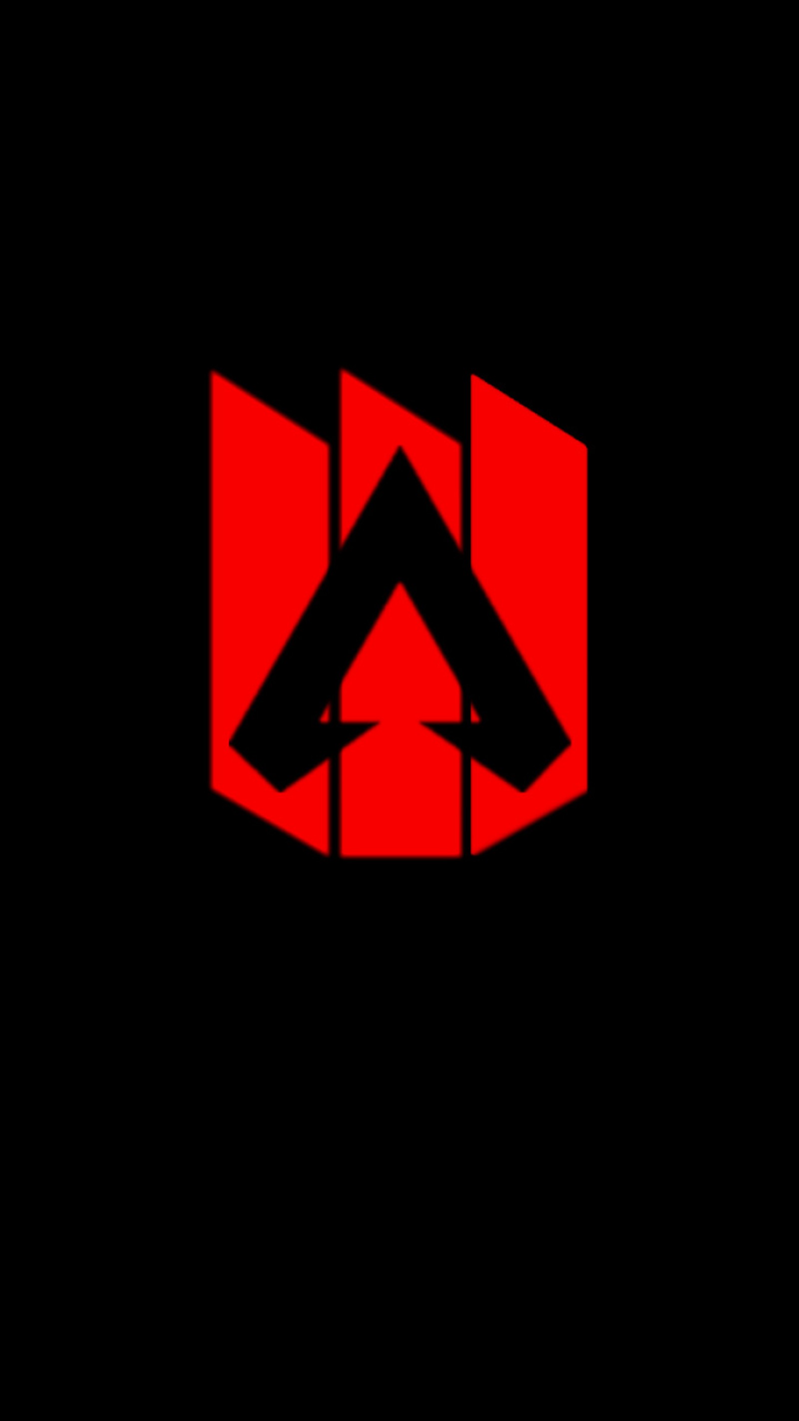 Nahaufnahme eines rot-schwarzen logos mit einem messer (apex legends, battle royale)