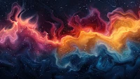 Colorful Cosmic Waves in Digital Art