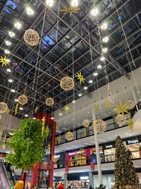 shopping mall, lighting, ceiling, interior design, light fixture