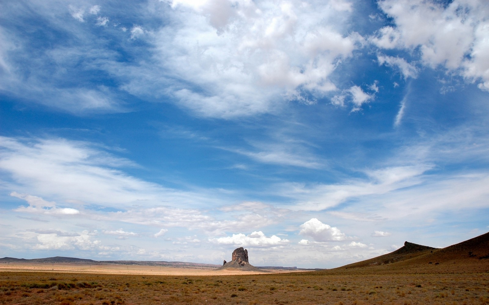 Una jirafa en medio de un desierto con un fondo de cielo (nube, ecorregión, día, pradera, llanura)