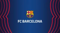 Logotipo do FC Barcelona em um fundo azul dinâmico