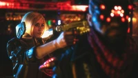 Cyberpunk 2077 Cosplay: Tension in a Neon-lit Showdown