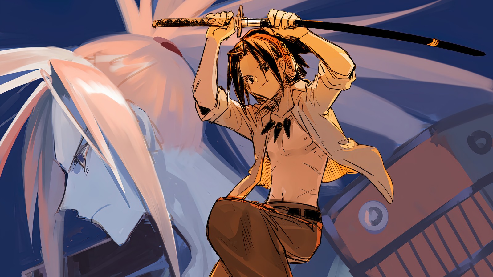 Anime, anime, chica de anime, espada, espada, espada, espada, espada, espada, (yoh asakura, amidamaru, shaman king, anime)