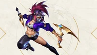 Skin de Akali K/DA de League of Legends en pose de acción dinámica