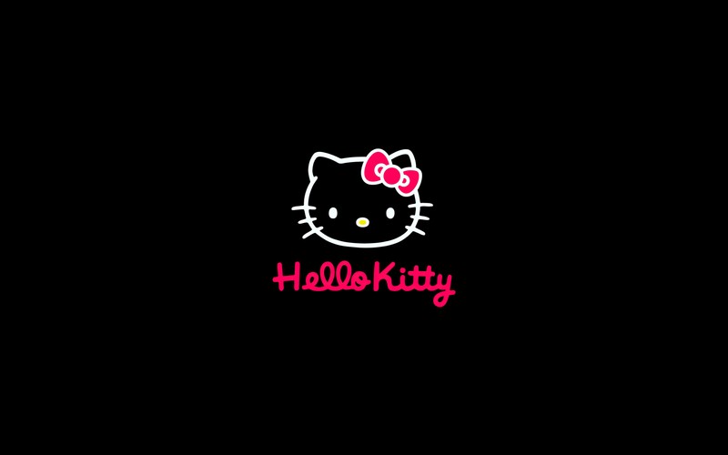 Обои hello kitty (хелло китти, hello kitty, черный фон, amoled, 5k)