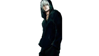 Tomura Shigaraki in a dark hoodie, exuding an aura of menace and rebellion.