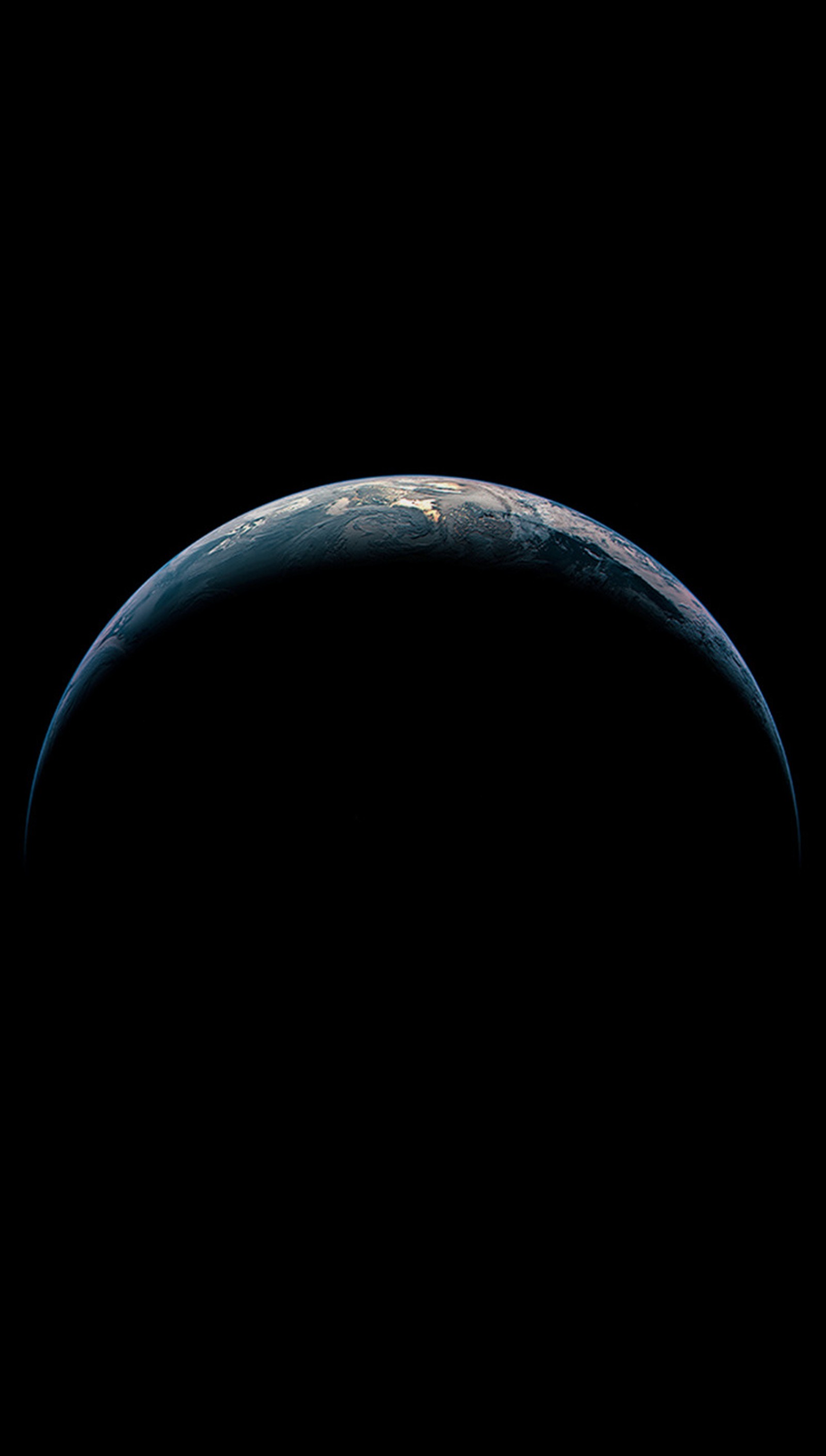 Vista da terra do espaço com um fundo preto (maçã, ios, iphone)