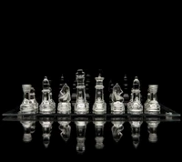 Transparent Glass Chess Set with Reflections