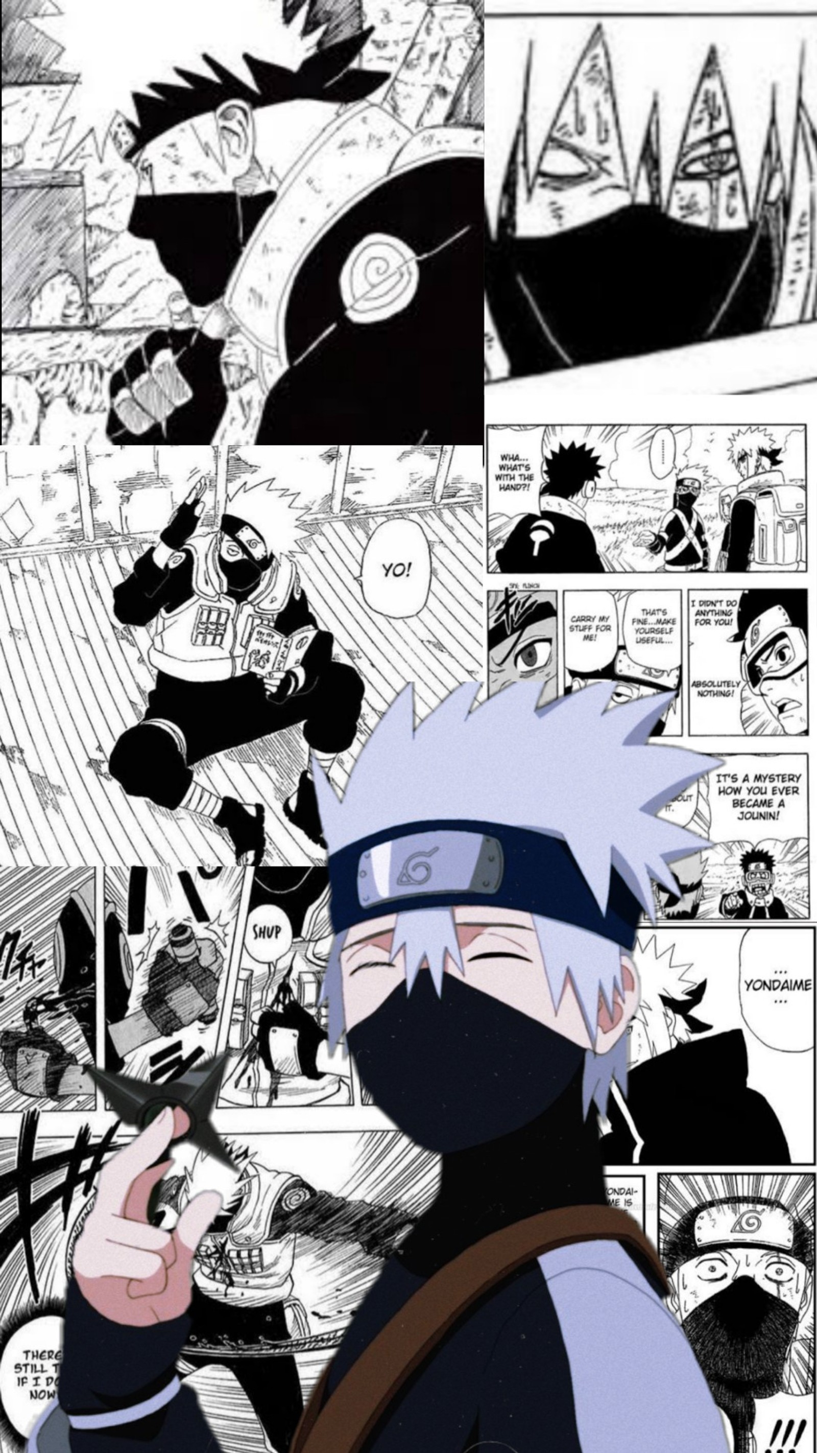 Una imagen de caricatura de un hombre con una máscara y una mascarilla (anbu, hatake, kakashi, kakashi hatake, naruto)