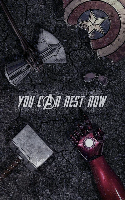 Iconic Avengers Symbols with the Message: 'You Can Rest Now'