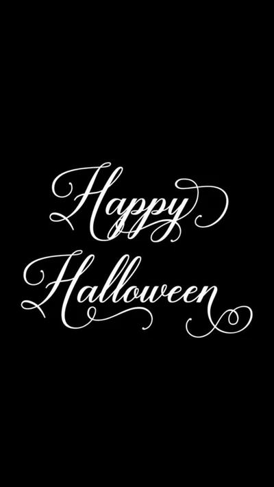 Tipografía elegante de "Feliz Halloween" sobre un fondo negro