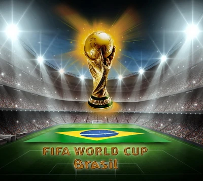 Coupe du Monde de la FIFA 2014 : Brésil, Drapeau, Trophée sur le Terrain