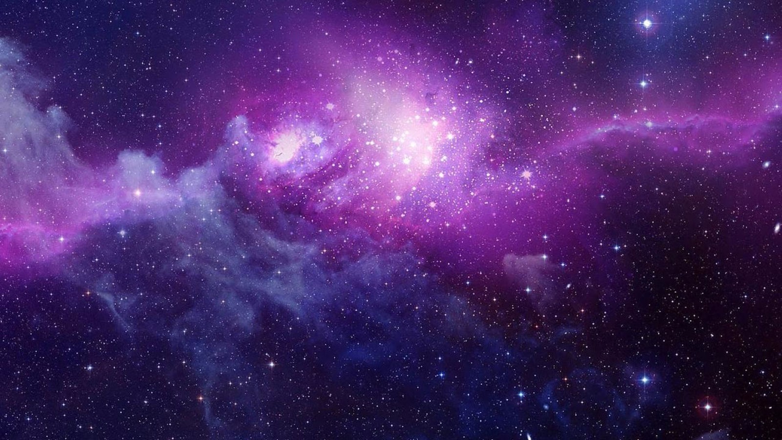 Un gros plan d'une galaxie violette et bleue avec des étoiles (galaxie, univers, violet, espace, nébuleuse)