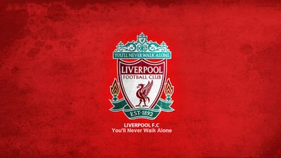 Logo de Liverpool FC sur fond rouge - Tu ne marcheras jamais seul