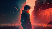 Download lofi boy, ai art, illustration, anime, 4k wallpaper for free