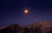 lunar eclipse, mount whitney, mountains, morning, starry sky wallpaper