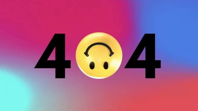 404 Error: Smiley Face on Gradient Background