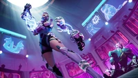 Piel zurda futurista en escena épica de Fortnite Battle Royale