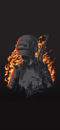 Fiery PUBG Warrior: Embrace the Battle