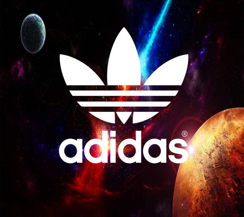 Логотип adidas на фоне планеты и звезд (разрушение, логотипы, нова, nova, супер)